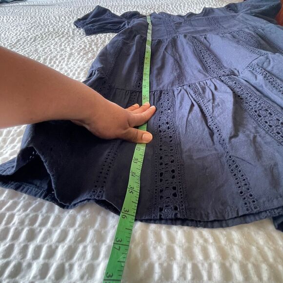 Time and Tru Women's Blue Eyelet with Puff Sleeves Mini Dress Sizes XS - Picture 5 of 9